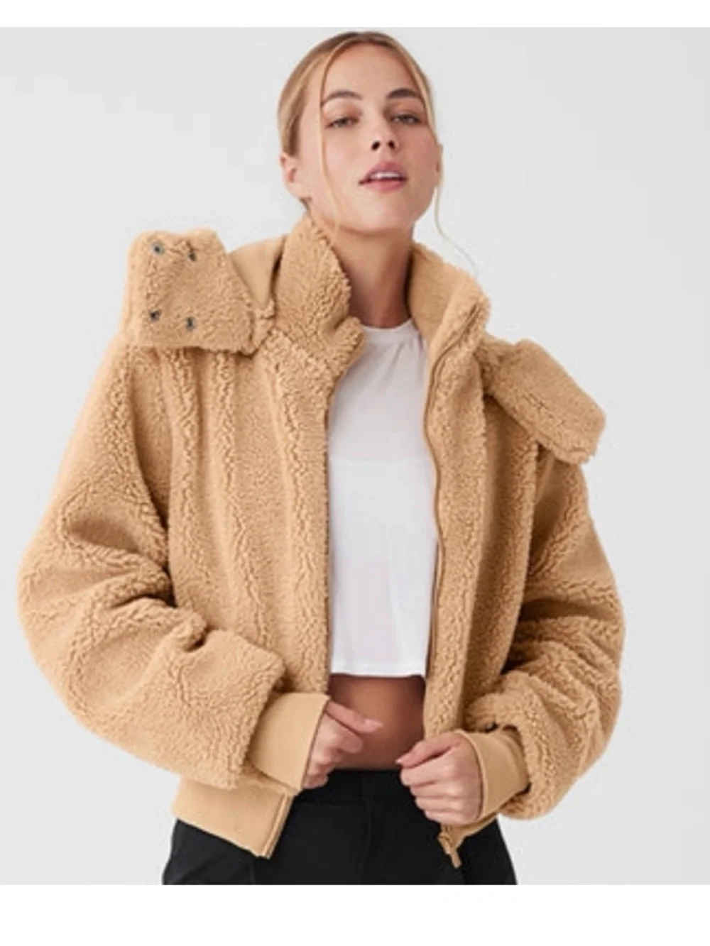 NEW ALO YOGA FOXY SHERPA JACKET REMOVABLE HOOD